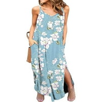 Ženska ljetna noćna majica Nightcown Casual bez rukava cvjetni print haljina za spavanje Labavi džepovi