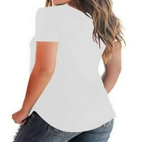 Eleluny Women s kratkim rukavima majica V Vreći na vratu Ležerna bluza plus veličina Bijela XL