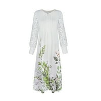 Clearsance Ljetne haljine za žene s dugim rukavima Patchwork labav duljina koljena A-line zarez vrata