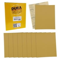 Dura-Gold Premium brusni papir - puna veličina 9 11 listovi, drveni radnici zlatni, obični podlozi - Boješnjak - ručni pijesak brušenje, rez za upotrebu na 1 4, 1 3, brusilice