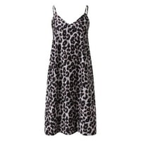 Ljetne haljine za žene bez rukava leopard uzorka V-izrez midi leđa, fit i flare Y2K moda Elegantni klub