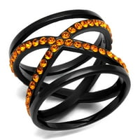 Luxe nakit dizajnira ženski crni prsten od nehrđajućeg čelika od nehrđajućeg ilaka sa narančastim kristalima