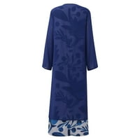 Ljetne haljine za žene rukav tiskani ležerne haljine A-line okrugla dekolte za odmor plava l