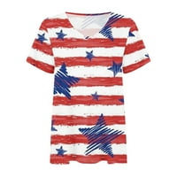 Ljetne odjeće za žene kratki rukav V-izrez Bluze i košulje za prodaju 4. jula uzorka Ležerne prilike