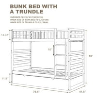 Nadograđeni krevet na kat s pokretnim klink, kabrioletnim blizancima preko dvostrukih kreveta za krevet