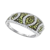 Čvrsti 10k bijeli zlatni krug zeleni dijamantni angažman obdarniji za vjenčani prsten. - Veličina 7