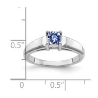 Čvrsta 14k bijela zlatna princeza CUTZANITE plavi decembar Draginski zaručnički prsten veličine 6