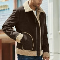 Muškarci plus veličina zimski kaput rever ovratnik dugih rukava kožna jakna od vintage zgušnjava kaput