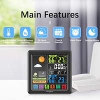 Weather Stanice Bežični unutarnji vanjski termometar, boja Digitalni vremenski termometar sa budilicom, vremenska stanica sa više senzora, prognoza stanice s podesivim pozadinskim osvetljenjem