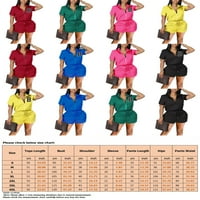 Sanviglor Women Jogger set Solid Color Duweatsuits kratki rukav Dva odjeća za džepne salone za sat JOGGING