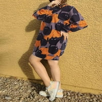 Kelajuan ženska dukserica Halloween Mačka s dugim rukavima smiješna pulover haljina padajući