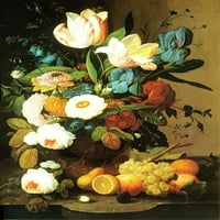 Stil Life Cvjetovi i plodovi-Cezanne - platno ili štamparska zidna umjetnost