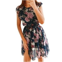 Ljetne haljine za prodaju za žene plus veličine kratkih rukava za tisak cvjetnog uzorka Okrugli vrat