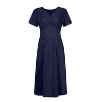 Royalloveove ženska modna ljetna casual kratkog rukava V-izrez Džepne haljine za žene haljine za žene