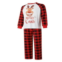 Licupiee Family Božićni pidžami Podudarni setovi Red Elk Plaid Xmas Odmor za spavanje Jammies Dugi rukav PJS odijelo