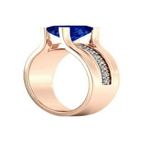 1. CTW laboratorija stvorila plavi safirni prsten sa dijamantima 14k ružičasto zlatni most kanal set