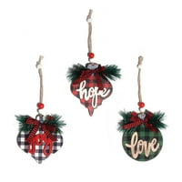 Božićni viseći drveni ukrasi u obliku srca u obliku srčanog plane u ormarići Xmas Tree Drvene oznake