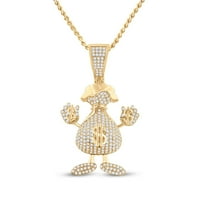 Dijamantna ponuda 10KT Žuta zlatna muška okrugla dijamantski dolar torba za novac MAN Privjesak CTTW