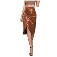 Ženski vitki elegantan seksi paket hip visoki struk patentni patentni patentni suknji kožna suknja