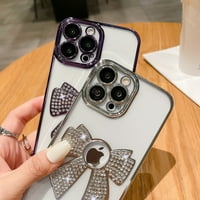 Case Samimore za iPhone Pro, Bling Glitter 3D Bowtie Diamond i kamera Staklo za staklo Zaštitna Girly