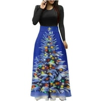 Prodajna haljina za žene, ženska sjajna božićna stablo grafički print dugih rukava okrugli vrat duge