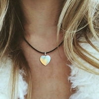 LisingTool Božićni ukrasi srčani privjesak kamena breskva srčana privjesak ženska ogrlica prirodni grubi