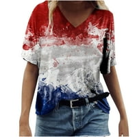 Cleariance Women's Plus Mizenje Američka košulja za zastave Četvrta majica USA USA Stripes Majica Patriotske ljetne vrhove tunika