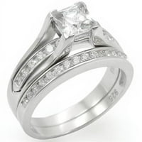 Ženski rodijumski srebrni prsten sa AAA CRT CZ u CLEAR - veličina 8
