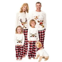 Wassery Božićna porodica Podudaranje pidžama s dugim rukavima na vrhu pseći košulja Bandana Baby Romper