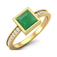 Sterling srebrni zlatni Vermeil Square Green Emerald Angagement Ženski prsten