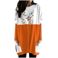 Gotyou Ženska haljina košulja Božićni dugi rukavi Santa tiskani pulover labavi plus veličina majica