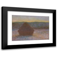 Claude Monet crna moderna uokvirena muzejska umjetnička štampa pod nazivom - hrpa pšenice