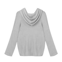 Dezsed ženske pad džempera čišćenje ženske modne labave velike veličine čvrste kapuljače duge rukave džemper na vrhu sive m