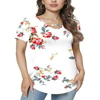 Paille žene Hollow V izrez Osnovna majica Labavi dnevni odjeća Pulover cvjetni print Loungeweb majica