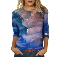 Ženska modna tiskana labava majica Srednja rukava Bluza Okrugli vrat Ležerne prilike Dressy Trendy Plus