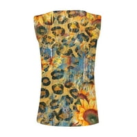 Vrhovi rezervoara za ženske ležerne ljetne odmore modne cvjetne bez rukava V izrez s ramena bluze labave udobne tuničke ženske majice