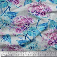 Soimoi Rayon Crepe tkanina cvijet i napušta akvarel tiskani tkaninski dvorište širom