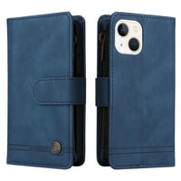 Slučaj za iPhone mini poklopac patentni džep za džep novčanik futrole magnetska zaštitna - plava