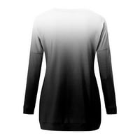 Bluze za žene modni casual okrugli gradijentni gradijent za dugih rukava džepna majica Ženske vrhove