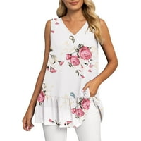 Ženske bluze Žene Ljeto ljeto bez rukava Top cvjetna bluza Ležerne prilike Dvoslojni poslovni vrhovi