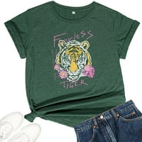 Košulja tigra za žene Životinjske grafičke ležerne majice kratkih rukava ljetni vrhovi, XXL