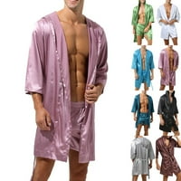 Muškarci s kapuljačom Satin Silk Bathrobe Pajamas Sleepwear haljina haljina