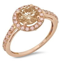 CT sjajan okrugli rez CLEAR simulirani dijamant 18K ružičasto zlato halo pasijans sa Accentima prsten