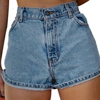 Grianlook Women Mini nevolje za oprane suncokret za ispis Jeans Hratke za plažu Kratke vruće hlače