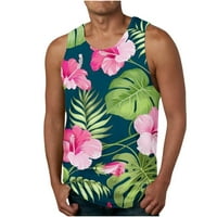 XYSAQA muški cvjetni ljetni tenkovi, havajska casual majica na plaži Labavi fit novitety bez rukava