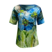 Labakihah T majice i Nbsp; za žene Ženska rukava kratka bluza vrhovi TEE V izrezana majica Veličina plus ženska bluza Plava