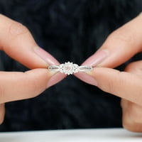 Cvjetni morganitni prsten sa moissine za žene, 14k bijelo zlato, US 3,50