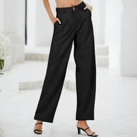 Ženske široke pantalone za noge visokog struka Poslovne pantalone na dugim ravnim odijelima Slabe crnim xl