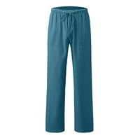Tking modni ženski ljeti plus veličine casual ravno-nogu hlače labave džepove od punog nacrta dugačke slabo plave 2xl