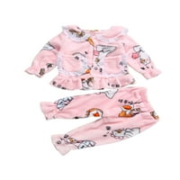 Jedno otvaranje malih djevojčica pidžama, štenad crown patka flaunce ovratnik na vrhu + duge hlače